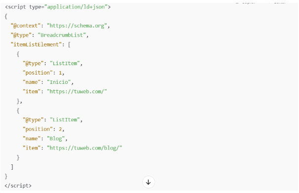 ejemplo dato estructurado breadcrumb